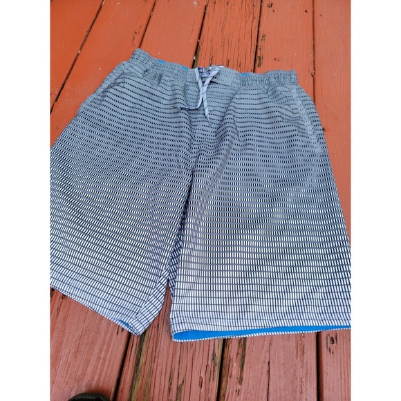 Nike Dri-Fit Athletic Shorts Men's L Large Gray Blue Swoosh Gym 10 Inch Inseam - Picture 3 of 7